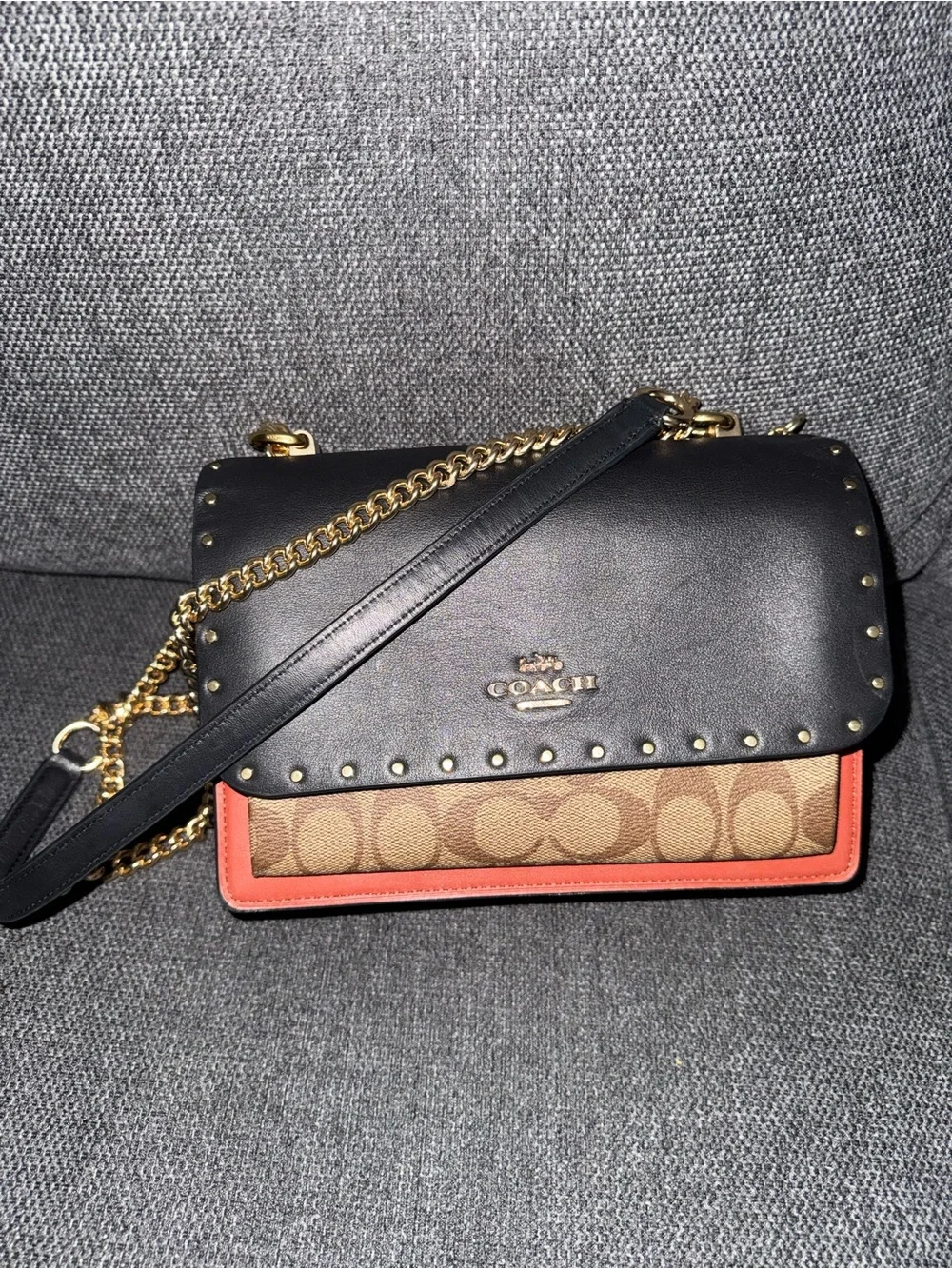 Coach Klare Crossbody Bag in Signature Canvas with Rivets